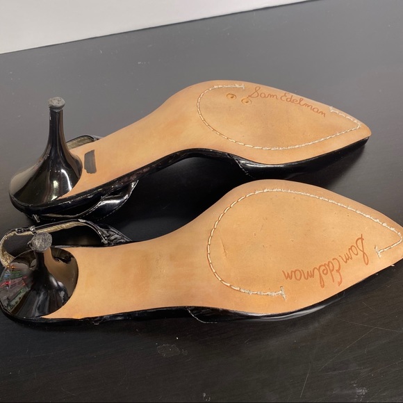 Sam Edelman small black heels pointed toe shiny 8 - Picture 7 of 9